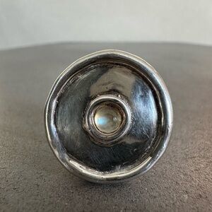 Designer Bat Ami Sterling Silver Made in Israel Circle Stone Large Ring